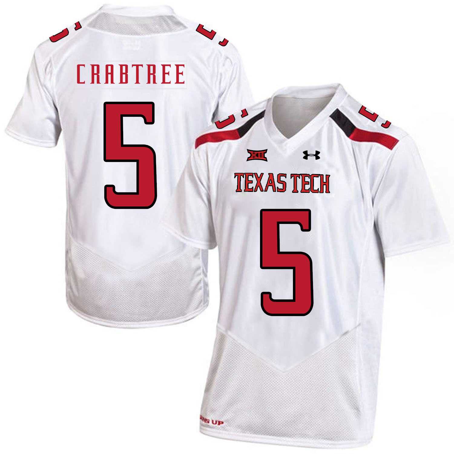 Texas Tech Red Raiders #5 Michael Crabtree White College Football Jersey